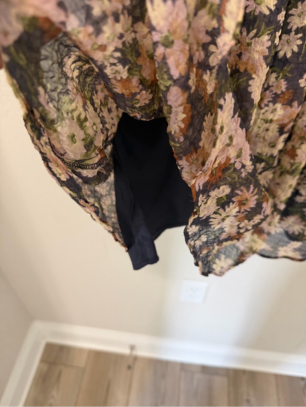 Madewell Floral Mini Dress XS Navy Pink Cottagecore Long Sleeve Chiffon - Picture 8 of 12